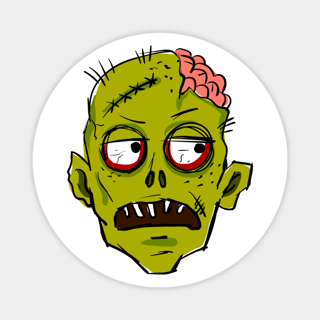 Bored zombie face, illustration Magnet by Morphart